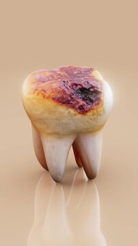 Conceptual 3D animation of a dental cavity in vertical format