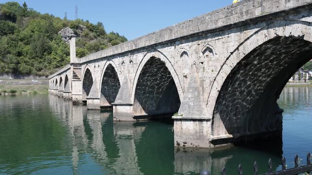 Visegrad Bridge, Mehmed Pasa Sokolovic Bridge, Visegrad, Bosnia and Herzegovina, Drina River
