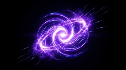 Obraz premium Glowing Violet Laser Energy Vortex in Dark Cosmic Space with Swirling Light Effects