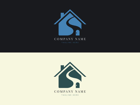 Minimalist real estate logo design with house
