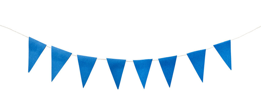 Fourth of july patriotic blue bunting garland for american holidays, elections and Usa political events isolated on white background with clipping path. Design element. Holiday Independence symbol.