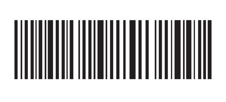 Barcode vector icon for product labeling and retail scanning. Simple fake bar code symbol for web design, product distribution, inventory tracking and price tag illustration