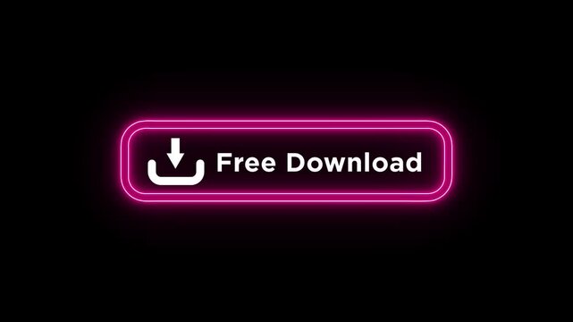 Glowing neon a beautiful lightning download icon with text free download on transparent background.Lighting download icon.