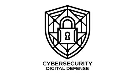 Fototapeta premium Cybersecurity digital defense shield icon.