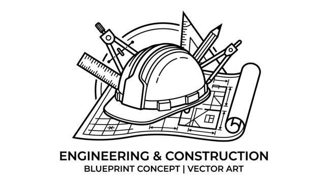 Engineering and construction blueprint concept vector.