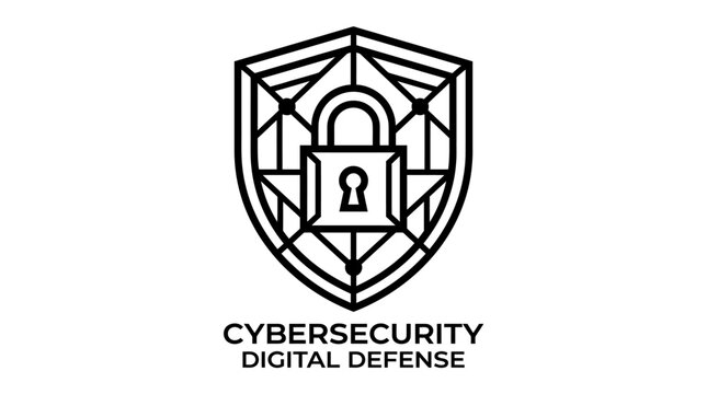 Cybersecurity digital defense shield icon.