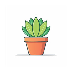 Obraz premium Flat design potted succulent plant icon