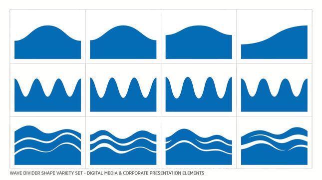 Blue wave divider shapes for digital media and corporate presentations