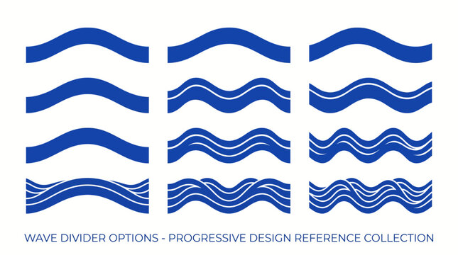 Blue wave divider options for web design and graphic resources