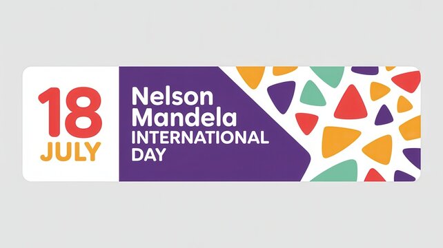 Nelson Mandela International Day banner for July 18th with colorful pattern
