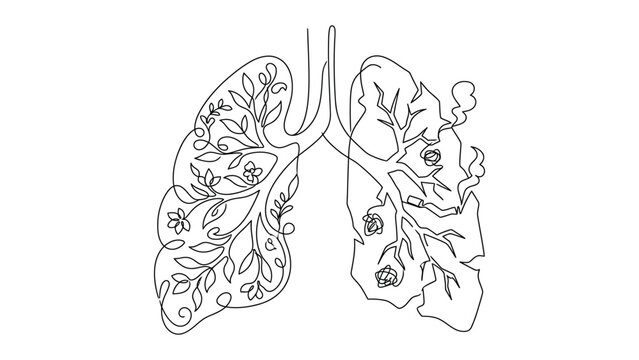 Illustration of lungs with floral pattern.