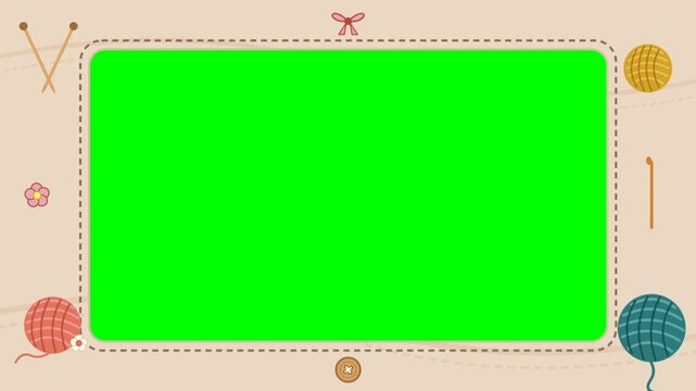 Creative Knitting Craft Frame with Green Screen for Video Editing