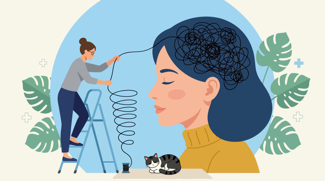 Mindful Wellness and Brain Focus: Meditation and Therapy Concept for Mental Clarity.