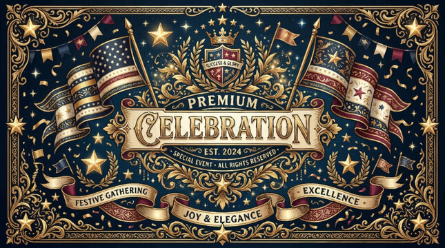 Celebrating American Pride with USA Flags and Elegant Design Elements from 1776 to 2026