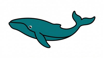 Obraz premium Flat Bold Whale Ocean Sea Animal Minimal Transparent Vector Set