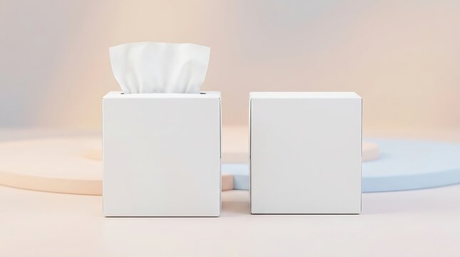 Blank white tissue paper box mockup for branding identity, packaging design template, hygiene products, personal care