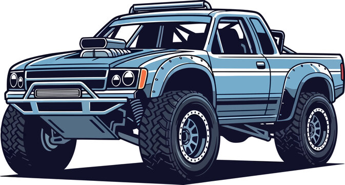 Off Road Baja Truck Motorsport Vector Illustration Front 3/4 View