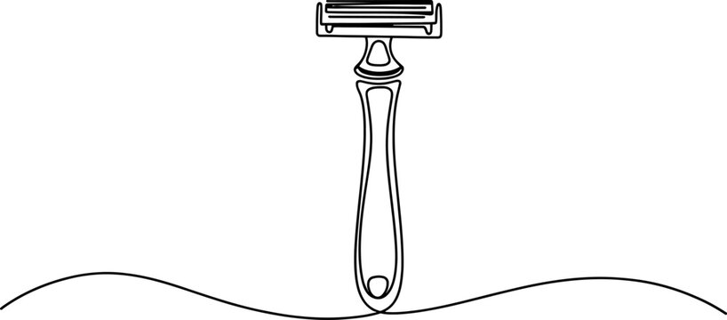 Continuous line drawing of a shaving razor minimalist single line art illustration of a razor for shaving, grooming, and personal care