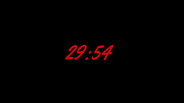 10 minute Countdown timer. 10 to 9 minute Countdown timer on black background.