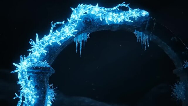 Frozen Archway with Icicles and Frost.
