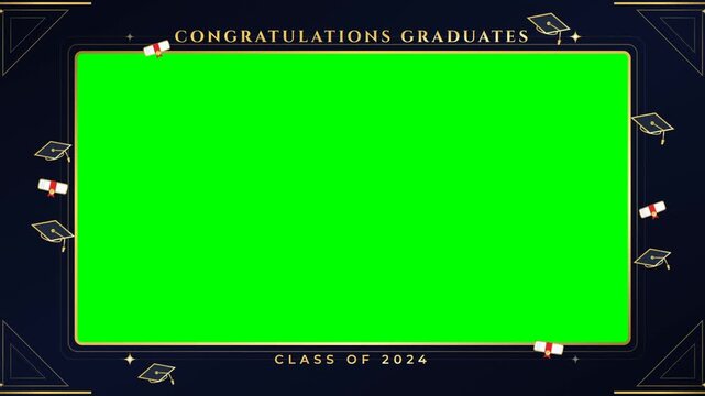 Class of 2024 Graduation Frame Overlay with Green Screen Background