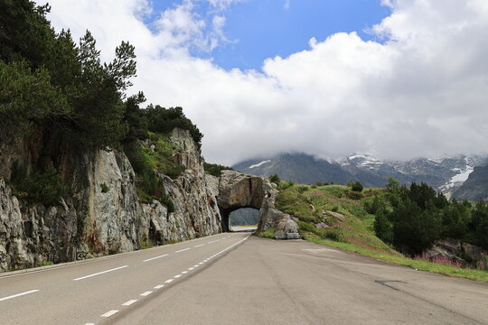 Rock gate at the Susten Pass in the Swiss Alps- The Susten Pass on the main road 11 connects the canton of Uri with the canton of Bern