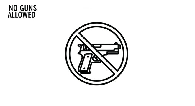 No guns allowed warning sign symbol.
