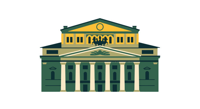Illustration of a grand neoclassical building facade.