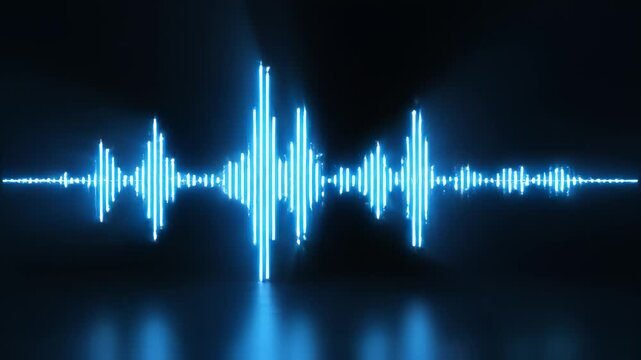 Blue neon sound wave pattern