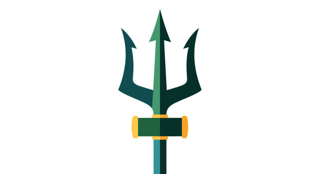 Mythical Green Trident Symbol With Golden Band.