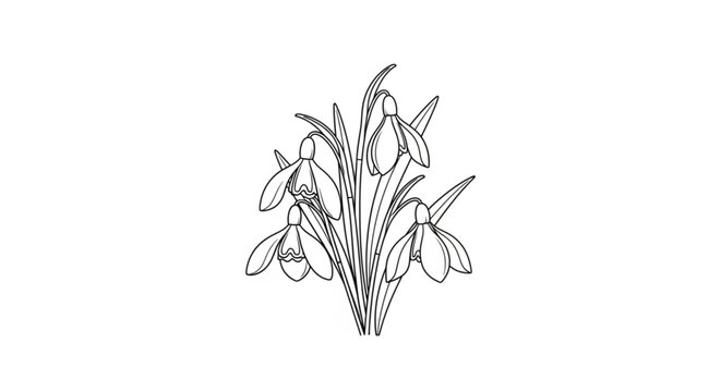 Detailed illustration of snowdrop flowers.