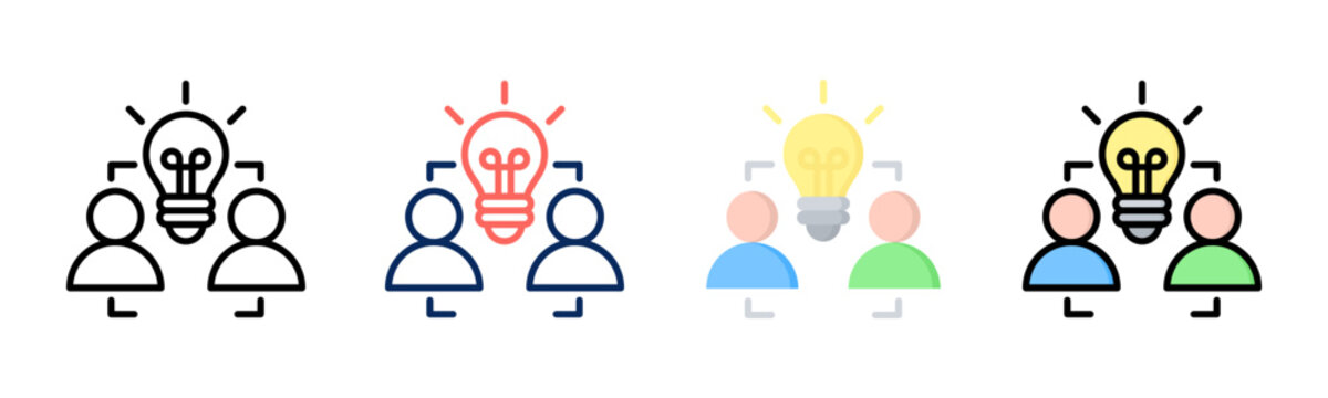 Teamwork icon set multiple style collection