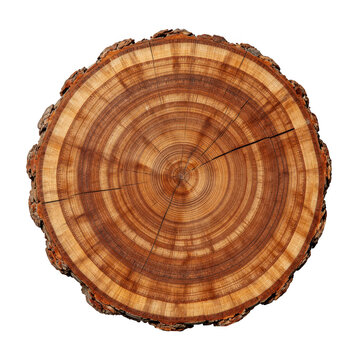 Tree Stump Cross Section with Visible Growth Rings Transparent Background