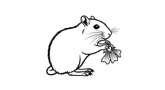 Cute rodent eating leafy greens.