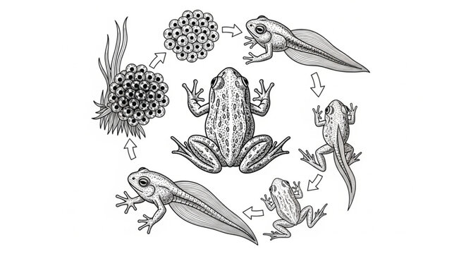 Frogs and toads in various poses.