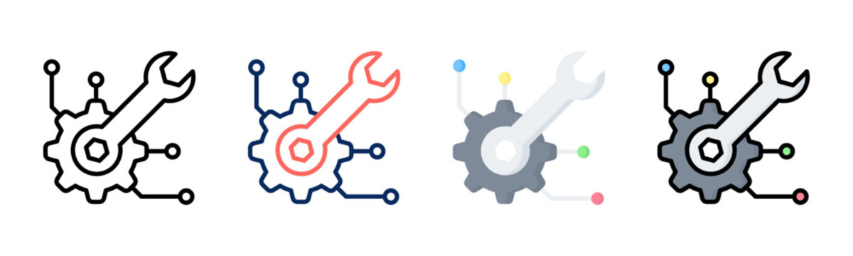 Engineering icon set multiple style collection