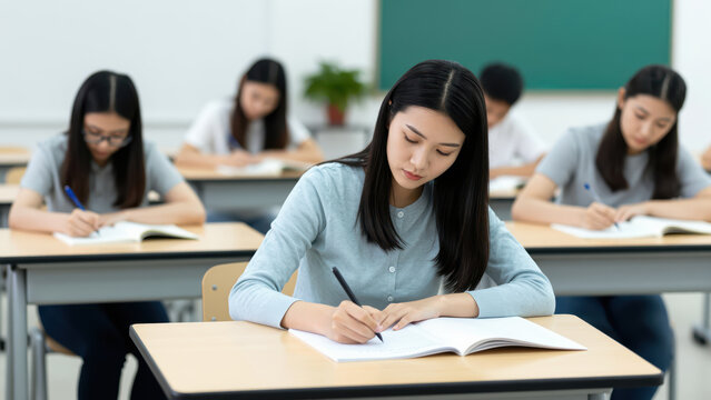 Students in Classroom Taking Exam