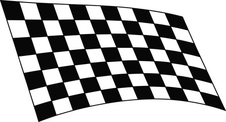 Obraz premium A graphic waving black and white checkered racing flag symbolizing victory under bright lighting at a motorsports event.