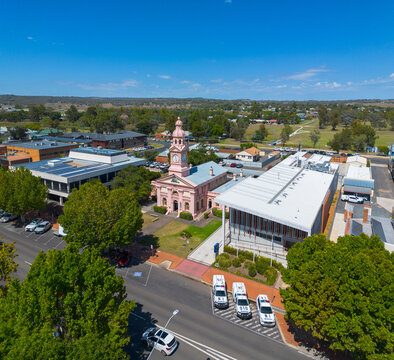 Aerial view of Inverell Courthouse and Police Station
