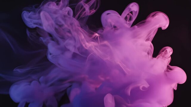 Purple smoke cloud on black background