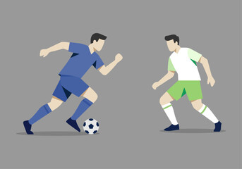 Obraz premium Dos jugadores de fútbol compitiendo por el balón