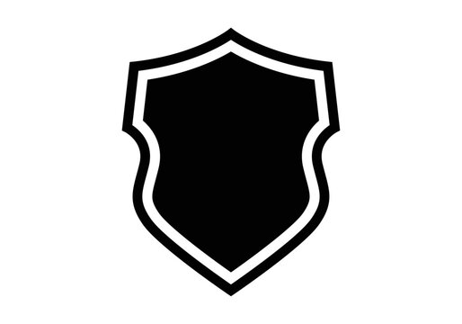 Icono de escudo negro aislado sobre fondo blanco