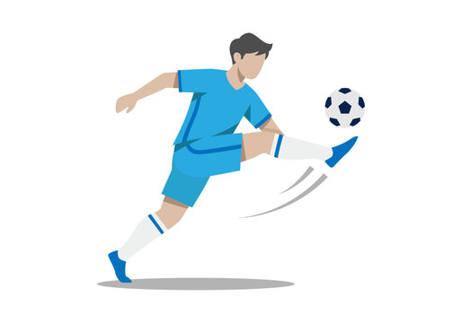 Jugador de f&uacute;tbol chutando el bal&oacute;n