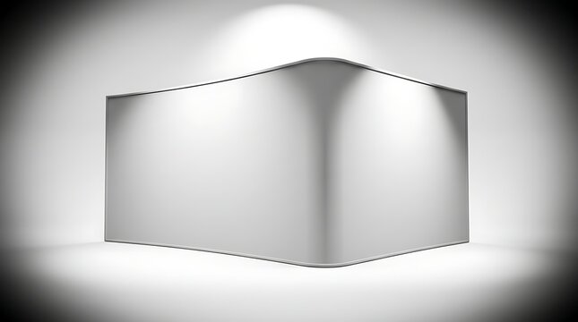 Empty 3d anamorphic billboard corner display for outdoor advertising mockup showcasing blank screen for commercial branding