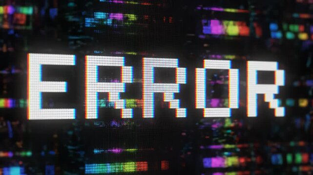 Pixelated error message on screen