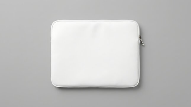 Isolated blank white tablet sleeve mockup for digital device protection branding display or product marketing layout