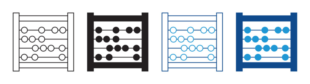 Abacus Calculator Icon Set Vector Collection in Outline and Solid Style for Mathematics and Education Design