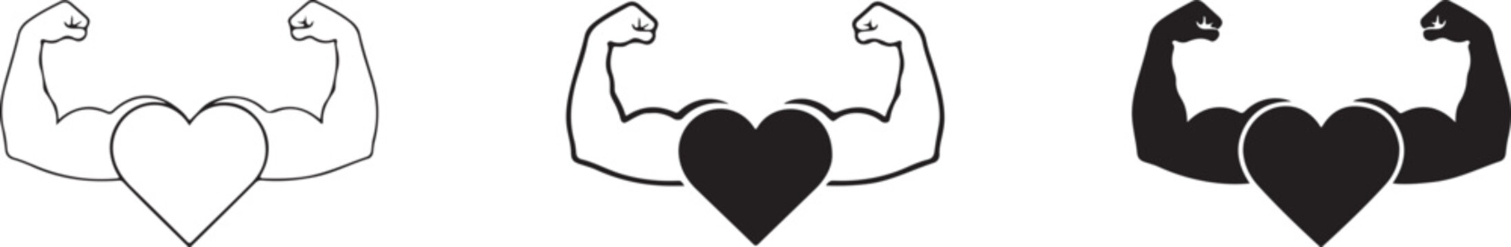 Biceps Flex Arm Vector Icons Fitness Strength Symbol.