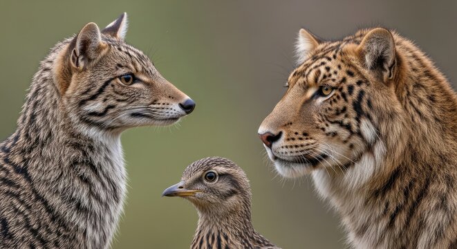 Leopard Fox and Bird Encounter in Nature