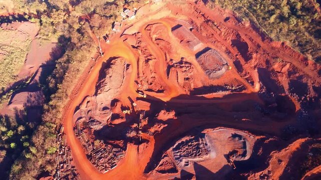 Aerial drone view of iron mine HD